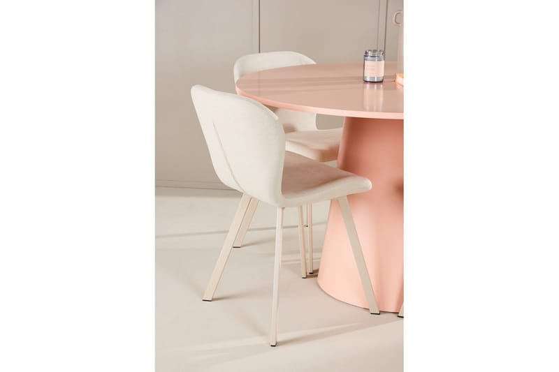 Spisegruppe Lanzo Rund 120 cm med 4 stk Lilja Stoler Rosa - Rosa - Møbler - Bord - Spisegrupper