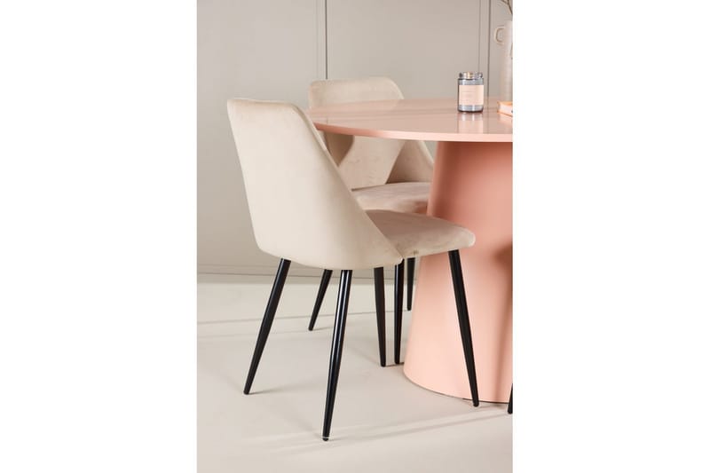 Spisegruppe Lanzo Rund 120 cm med 4 stk Night Stoler Rosa - Rosa - Møbler - Bord - Spisegrupper