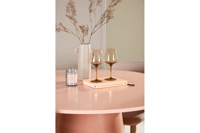 Spisegruppe Lanzo Rund 120 cm Rosa med 4 stk Astoria Stoler Beige - Beige - Møbler - Bord - Spisegrupper