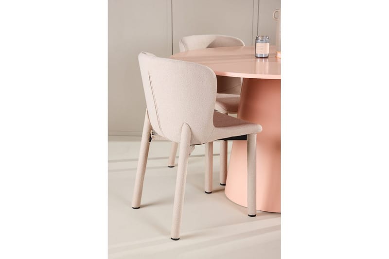 Spisegruppe Lanzo Rund 120 cm Rosa med 4 stk Astoria Stoler Beige - Beige - Møbler - Bord - Spisegrupper