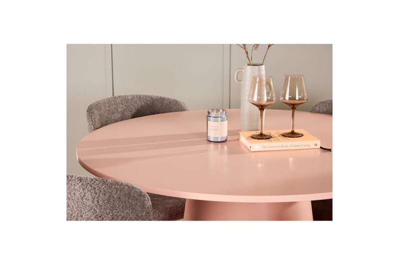 Spisegruppe Lanzo Rund 120 cm Rosa med 4 stk Astoria Stoler Brun - Brun - Møbler - Bord - Spisegrupper