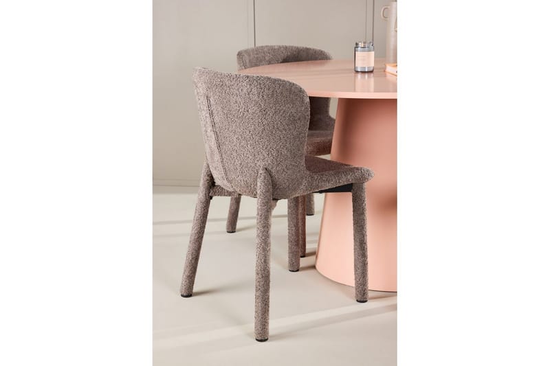 Spisegruppe Lanzo Rund 120 cm Rosa med 4 stk Astoria Stoler Brun - Brun - Møbler - Bord - Spisegrupper