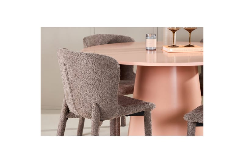 Spisegruppe Lanzo Rund 120 cm Rosa med 4 stk Astoria Stoler Brun - Brun - Møbler - Bord - Spisegrupper