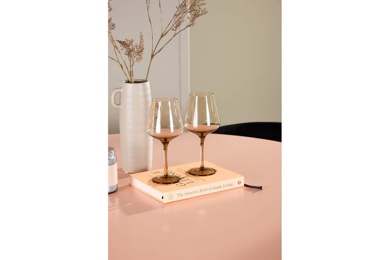 Spisegruppe Lanzo Rund 120 cm Rosa med 4 stk Edina Stoler Svart - Svart - Møbler - Bord - Spisegrupper