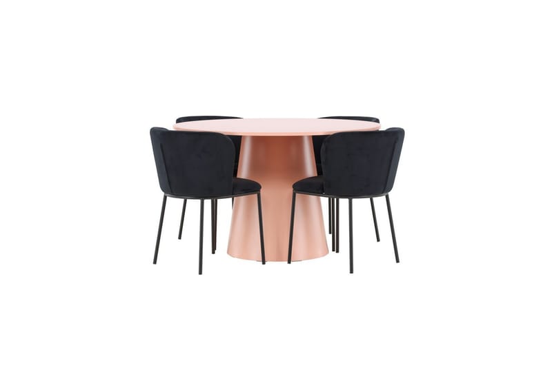 Spisegruppe Lanzo Rund 120 cm Rosa med 4 stk Edina Stoler Svart - Svart - Møbler - Bord - Spisegrupper