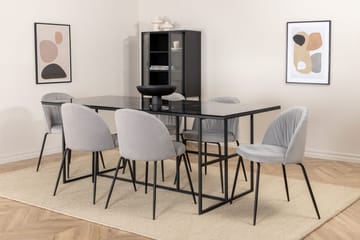 Spisegruppe Leria 200 cm inkl. 6 Foyos stoler - Glass/Svart/Grå - Møbler - Bord - Spisegrupper