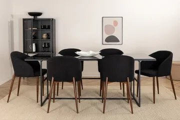 Spisegruppe Leria 200 cm inkl. 6 Kullersbro stoler - Glass/Svart/Brun - Møbler - Bord - Spisegrupper