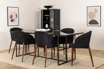 Spisegruppe Leria 200 cm inkl. 6 Kullersbro stoler - Glass/Svart/Brun - Møbler - Bord - Spisegrupper
