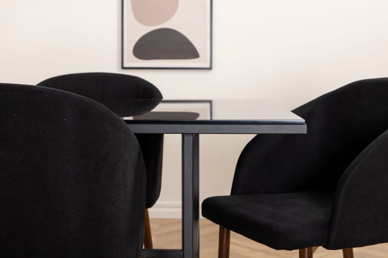 Spisegruppe Leria 200 cm inkl. 6 Kullersbro stoler - Glass/Svart/Brun - Møbler - Bord - Spisegrupper