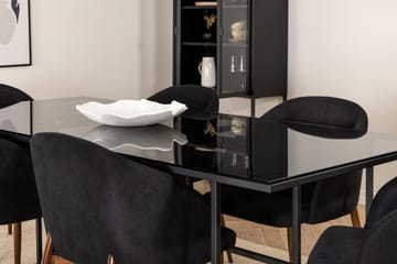 Spisegruppe Leria 200 cm inkl. 6 Kullersbro stoler - Glass/Svart/Brun - Møbler - Bord - Spisegrupper