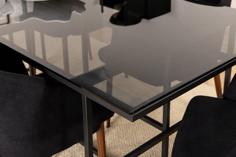 Spisegruppe Leria 200 cm inkl. 6 Kullersbro stoler - Glass/Svart/Brun - Møbler - Bord - Spisegrupper
