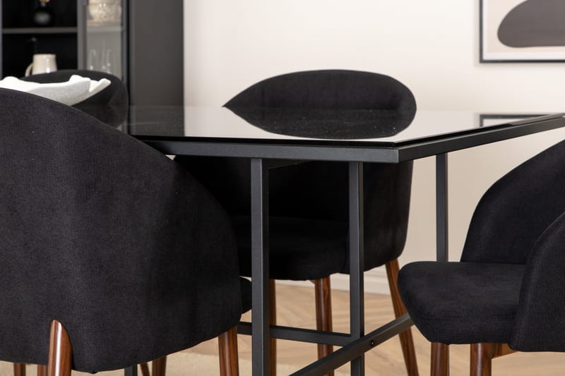 Spisegruppe Leria 200 cm inkl. 6 Kullersbro stoler - Glass/Svart/Brun - Møbler - Bord - Spisegrupper