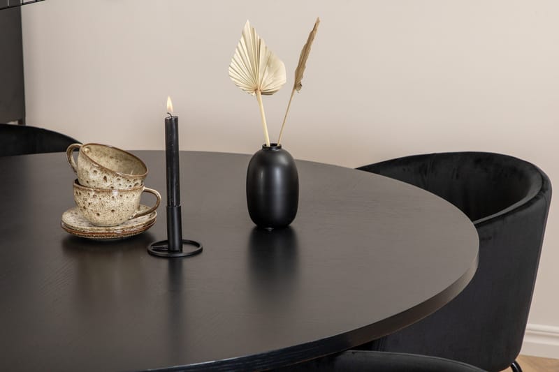 Spisegruppe Möbelfashion Copenhagen spisegruppe 140 cm rund med 4 Berit-stoler Svart - Møbler - Bord - Spisegrupper