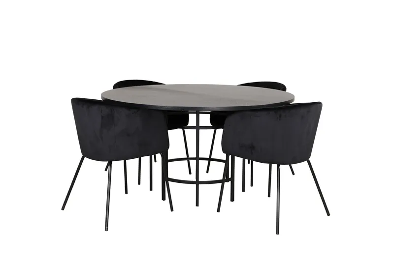 Spisegruppe Möbelfashion Copenhagen spisegruppe 140 cm rund med 4 Berit-stoler Svart, undefined