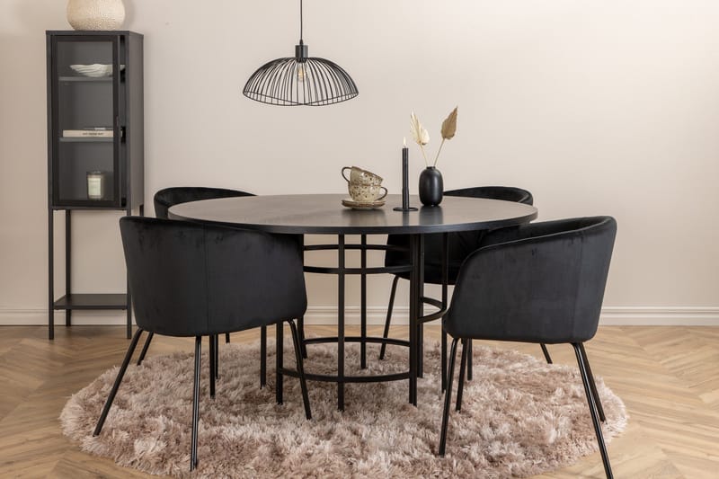 Spisegruppe Möbelfashion Copenhagen spisegruppe 140 cm rund med 4 Berit-stoler Svart - Møbler - Bord - Spisegrupper