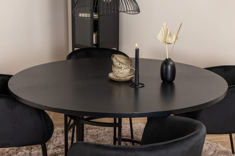 Spisegruppe Möbelfashion Copenhagen spisegruppe 140 cm rund med 4 Berit-stoler Svart - Møbler - Bord - Spisegrupper