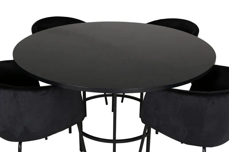 Spisegruppe Möbelfashion Copenhagen spisegruppe 140 cm rund med 4 Berit-stoler Svart - Møbler - Bord - Spisegrupper