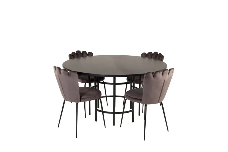 Spisegruppe Möbelfashion Copenhagen spisegruppe 140 cm rund med 4 Limhamn-stoler Svart/grå, undefined