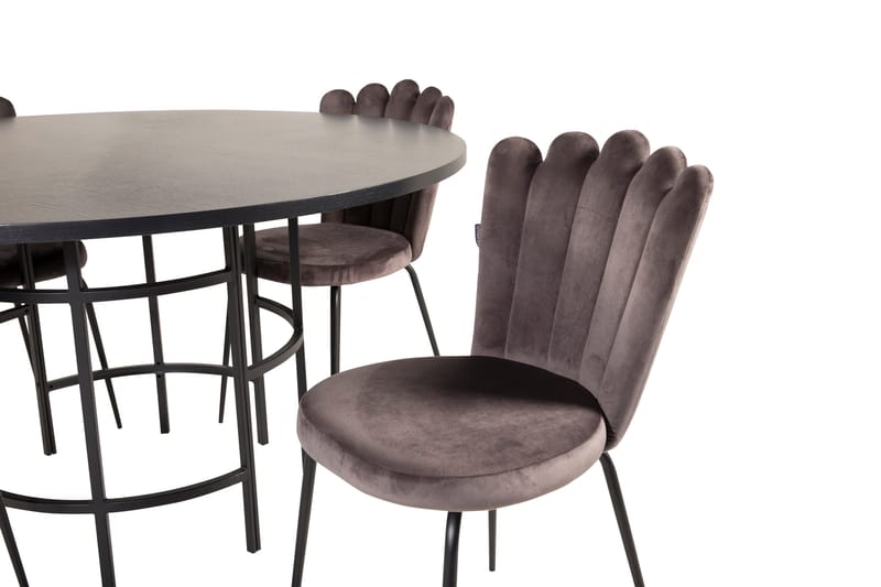 Spisegruppe Möbelfashion Copenhagen spisegruppe 140 cm rund med 4 Limhamn-stoler Svart/grå - Møbler - Bord - Spisegrupper