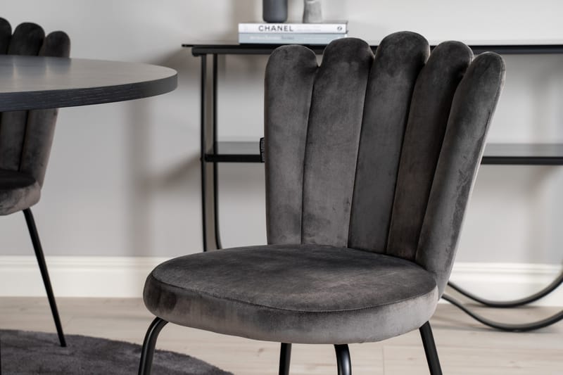 Spisegruppe Möbelfashion Copenhagen spisegruppe 140 cm rund med 4 Limhamn-stoler Svart/grå - Møbler - Bord - Spisegrupper