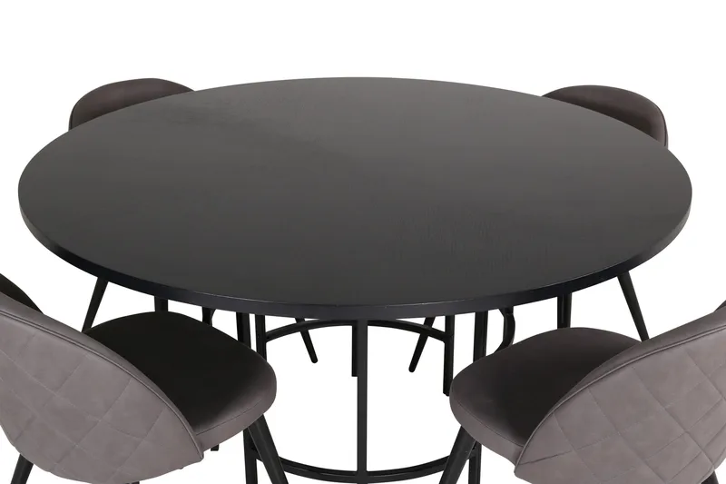 Spisegruppe Möbelfashion Copenhagen spisegruppe 140 cm rund med 4 Velvet-stoler Svart/grå - Møbler - Bord - Spisegrupper