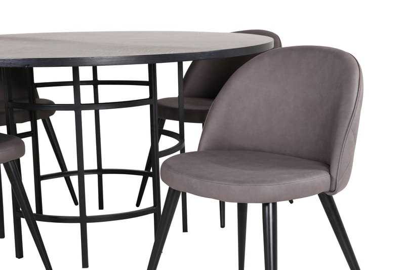 Spisegruppe Möbelfashion Copenhagen spisegruppe 140 cm rund med 4 Velvet-stoler Svart/grå - Møbler - Bord - Spisegrupper