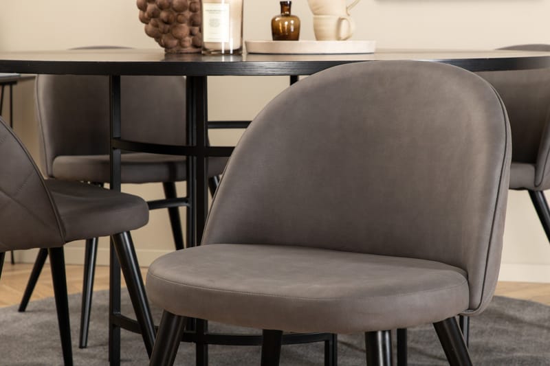 Spisegruppe Möbelfashion Copenhagen spisegruppe 140 cm rund med 4 Velvet-stoler Svart/grå - Møbler - Bord - Spisegrupper