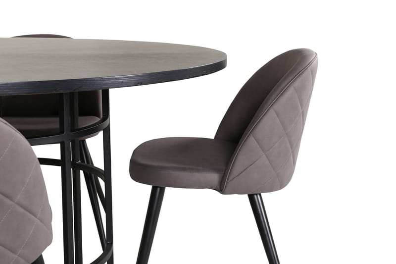 Spisegruppe Möbelfashion Copenhagen spisegruppe 140 cm rund med 4 Velvet-stoler Svart/grå - Møbler - Bord - Spisegrupper