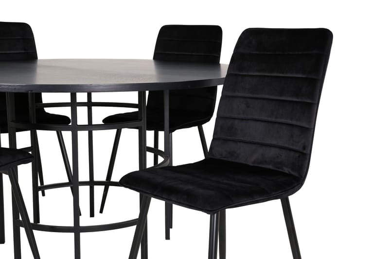 Spisegruppe Möbelfashion Copenhagen spisegruppe 140 cm rund med 4 Windu Lyx-stoler Svart - Møbler - Bord - Spisegrupper