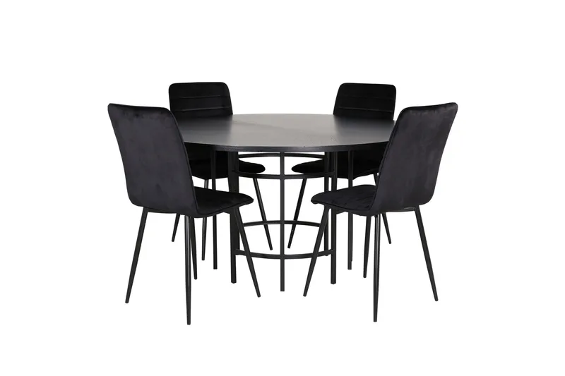 Spisegruppe Möbelfashion Copenhagen spisegruppe 140 cm rund med 4 Windu Lyx-stoler Svart, undefined