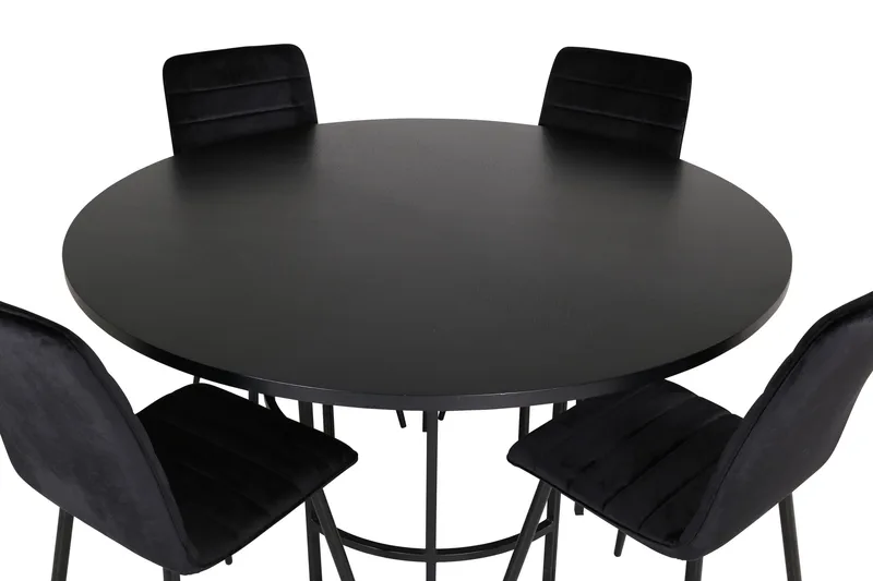 Spisegruppe Möbelfashion Copenhagen spisegruppe 140 cm rund med 4 Windu Lyx-stoler Svart - Møbler - Bord - Spisegrupper
