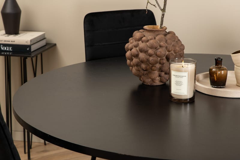 Spisegruppe Möbelfashion Copenhagen spisegruppe 140 cm rund med 4 Windu Lyx-stoler Svart - Møbler - Bord - Spisegrupper