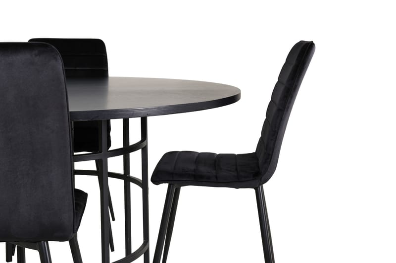 Spisegruppe Möbelfashion Copenhagen spisegruppe 140 cm rund med 4 Windu Lyx-stoler Svart - Møbler - Bord - Spisegrupper