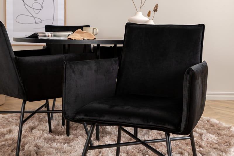 Spisegruppe Möbelfashion Copenhagen spisegruppe 140 cm rund med 4 Petra-stoler Svart - Møbler - Bord - Spisegrupper