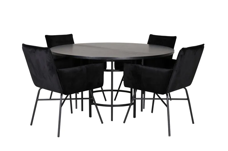 Spisegruppe Möbelfashion Copenhagen spisegruppe 140 cm rund med 4 Petra-stoler Svart, undefined