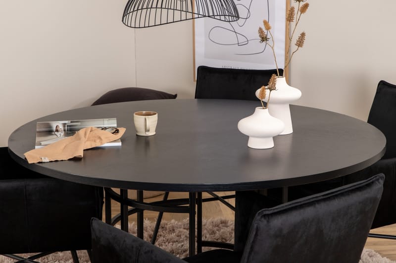 Spisegruppe Möbelfashion Copenhagen spisegruppe 140 cm rund med 4 Petra-stoler Svart - Møbler - Bord - Spisegrupper