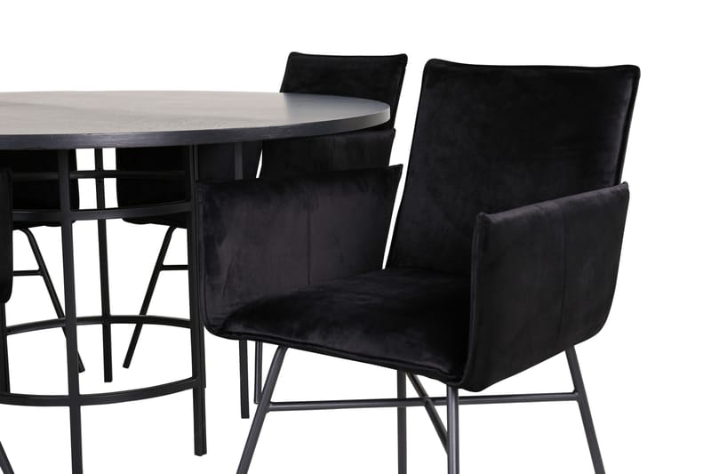 Spisegruppe Möbelfashion Copenhagen spisegruppe 140 cm rund med 4 Petra-stoler Svart - Møbler - Bord - Spisegrupper