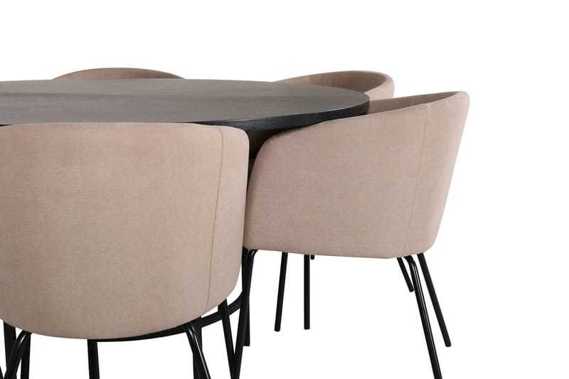Spisegruppe Möbelfashion Copenhagen spisegruppe 140 cm rund med 6 Berit-stoler Beige/Svart - Møbler - Bord - Spisegrupper