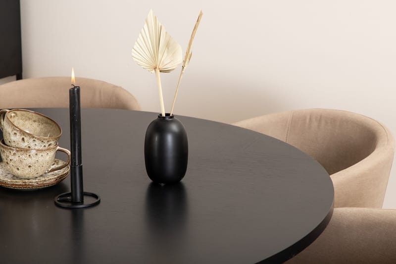 Spisegruppe Möbelfashion Copenhagen spisegruppe 140 cm rund med 6 Berit-stoler Beige/Svart - Møbler - Bord - Spisegrupper