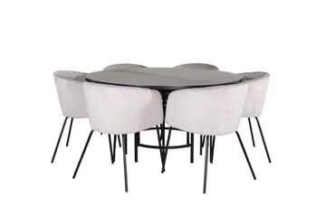 Spisegruppe Möbelfashion Copenhagen spisegruppe 140 cm rund med 6 Berit-stoler Svart/Lys grå