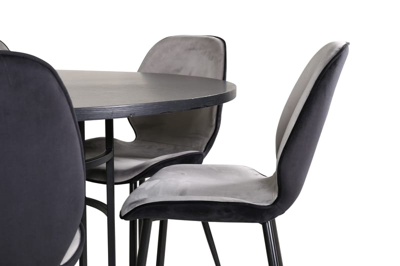 Spisegruppe Möbelfashion Copenhagen spisegruppe 140 cm rund med 6 Emma-stoler Svart/Lys grå - Møbler - Bord - Spisegrupper