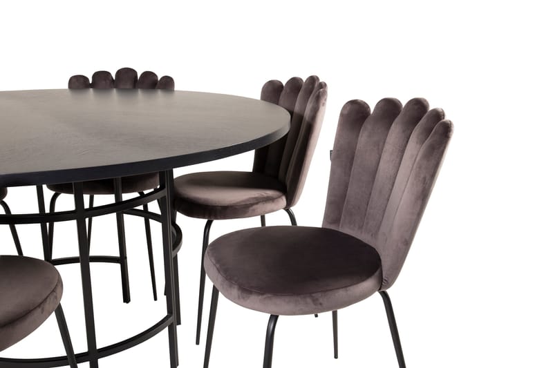 Spisegruppe Möbelfashion Copenhagen spisegruppe 140 cm rund med 6 Limhamn-stoler Svart/grå - Møbler - Bord - Spisegrupper