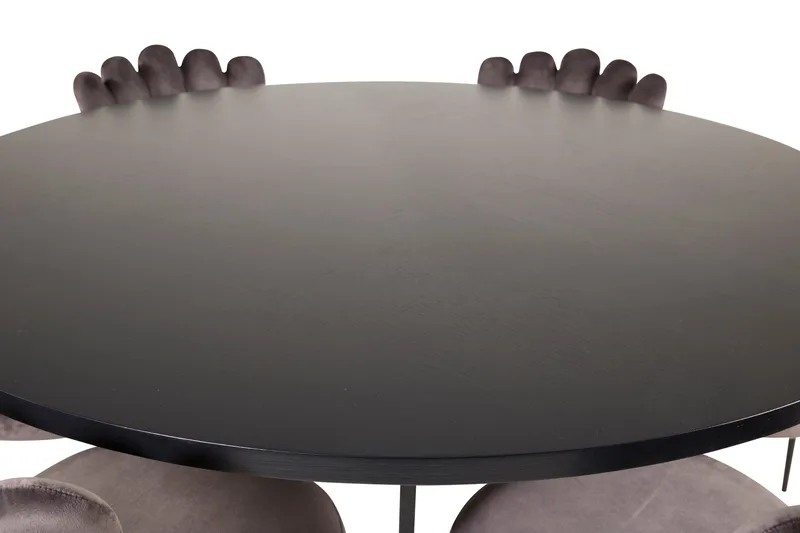 Spisegruppe Möbelfashion Copenhagen spisegruppe 140 cm rund med 6 Limhamn-stoler Svart/grå - Møbler - Bord - Spisegrupper