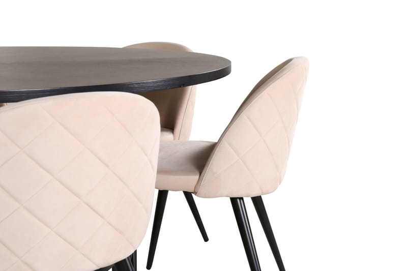 Spisegruppe Möbelfashion Copenhagen spisegruppe 140 cm rund med 6 Velvet-stoler Beige/svart2 - Møbler - Bord - Spisegrupper