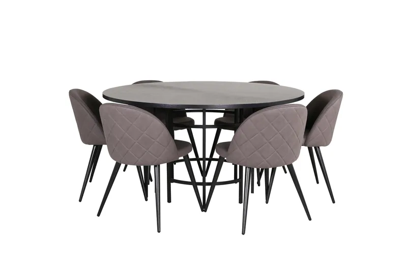 Spisegruppe Möbelfashion Copenhagen spisegruppe 140 cm rund med 6 Velvet-stoler Svart/grå, undefined
