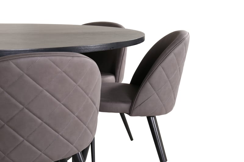 Spisegruppe Möbelfashion Copenhagen spisegruppe 140 cm rund med 6 Velvet-stoler Svart/grå - Møbler - Bord - Spisegrupper