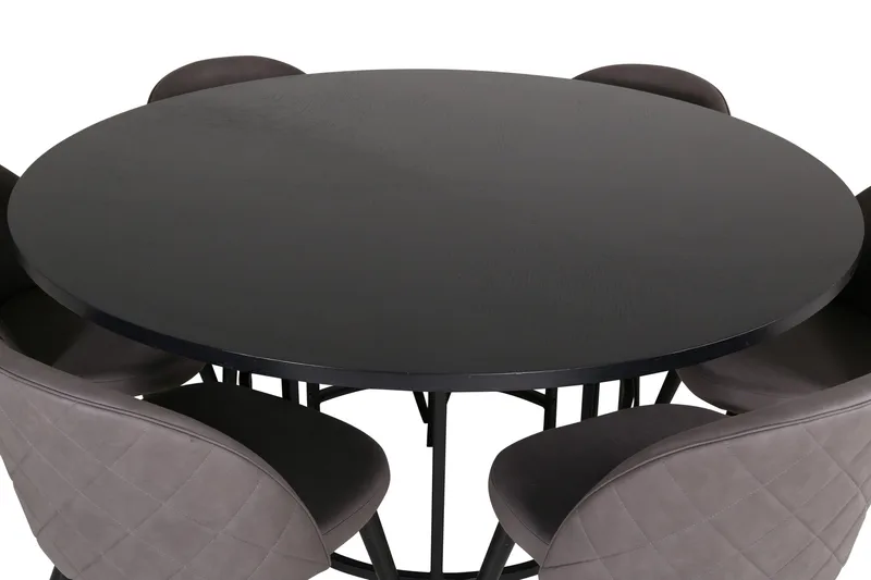 Spisegruppe Möbelfashion Copenhagen spisegruppe 140 cm rund med 6 Velvet-stoler Svart/grå - Møbler - Bord - Spisegrupper