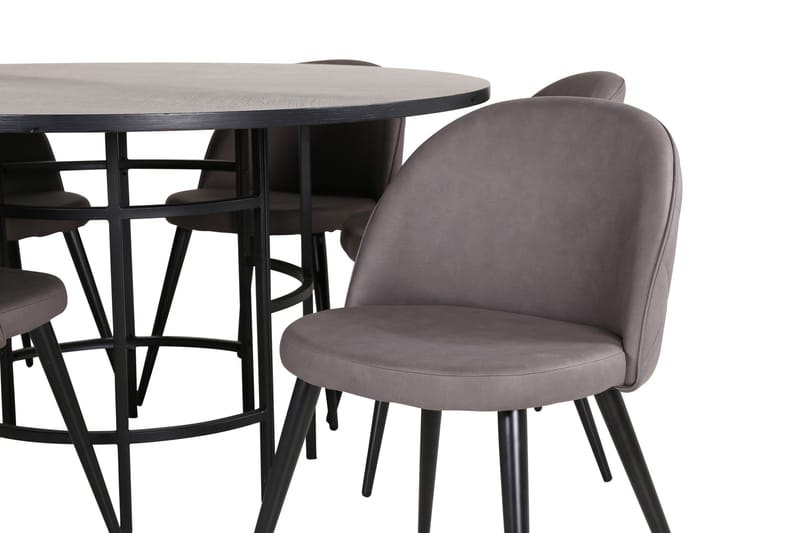 Spisegruppe Möbelfashion Copenhagen spisegruppe 140 cm rund med 6 Velvet-stoler Svart/grå - Møbler - Bord - Spisegrupper