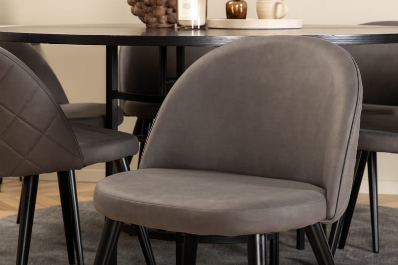 Spisegruppe Möbelfashion Copenhagen spisegruppe 140 cm rund med 6 Velvet-stoler Svart/grå - Møbler - Bord - Spisegrupper
