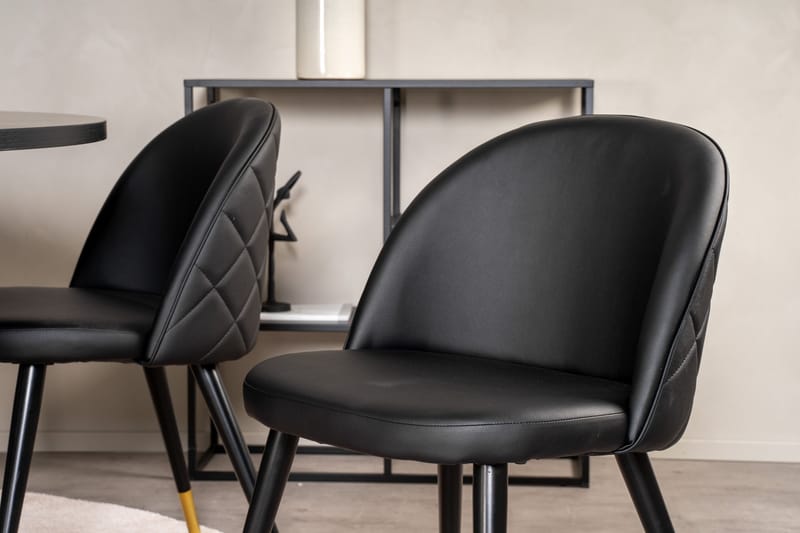 Spisegruppe Möbelfashion Copenhagen spisegruppe 140 cm rund med 6 Velvet-stoler Svart/GULL - Møbler - Bord - Spisegrupper